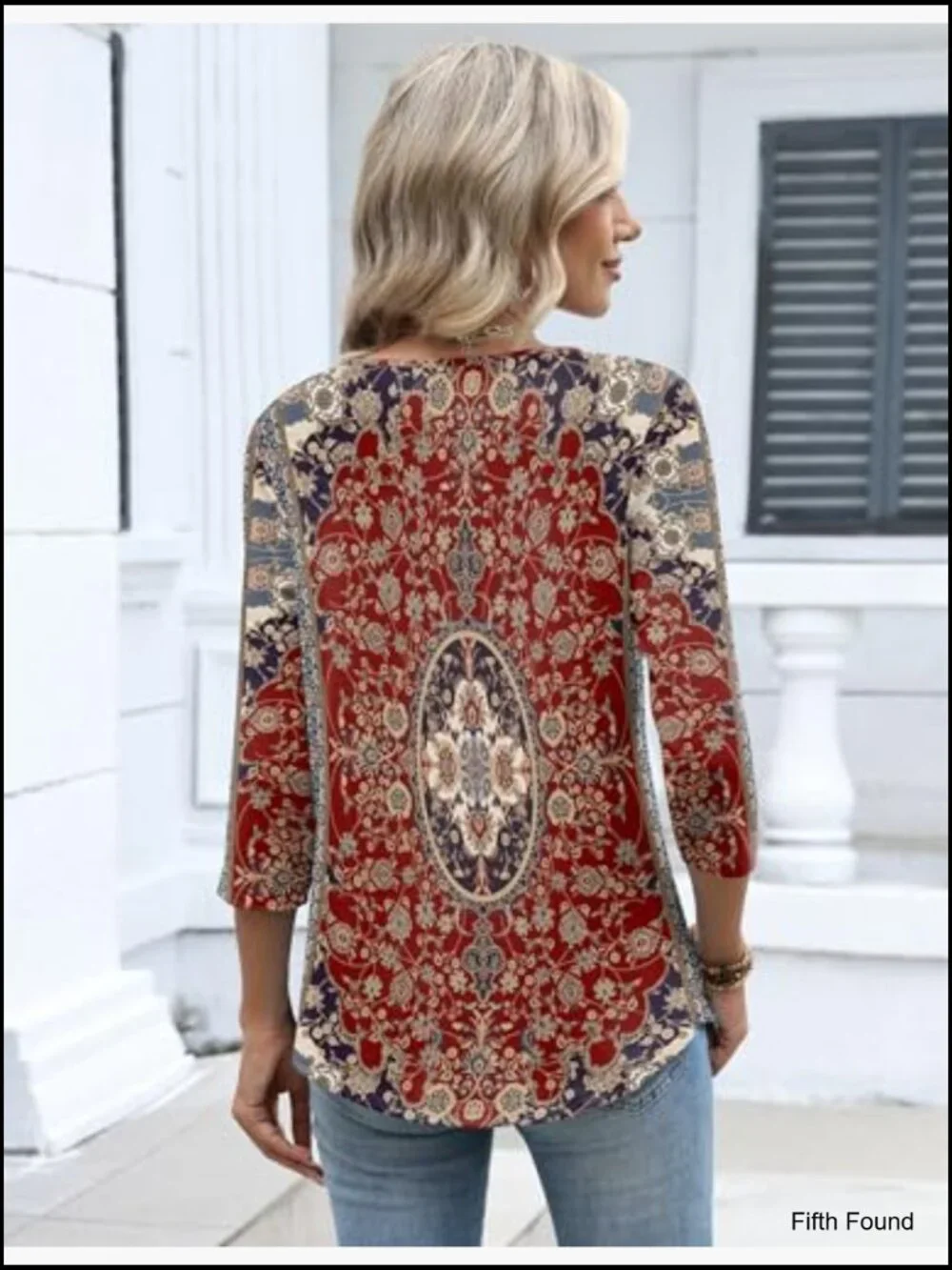 3/4 Sleeve V-Neck Tunic Blouse Dressy Casual Business Work Top - Picture 5 of 7